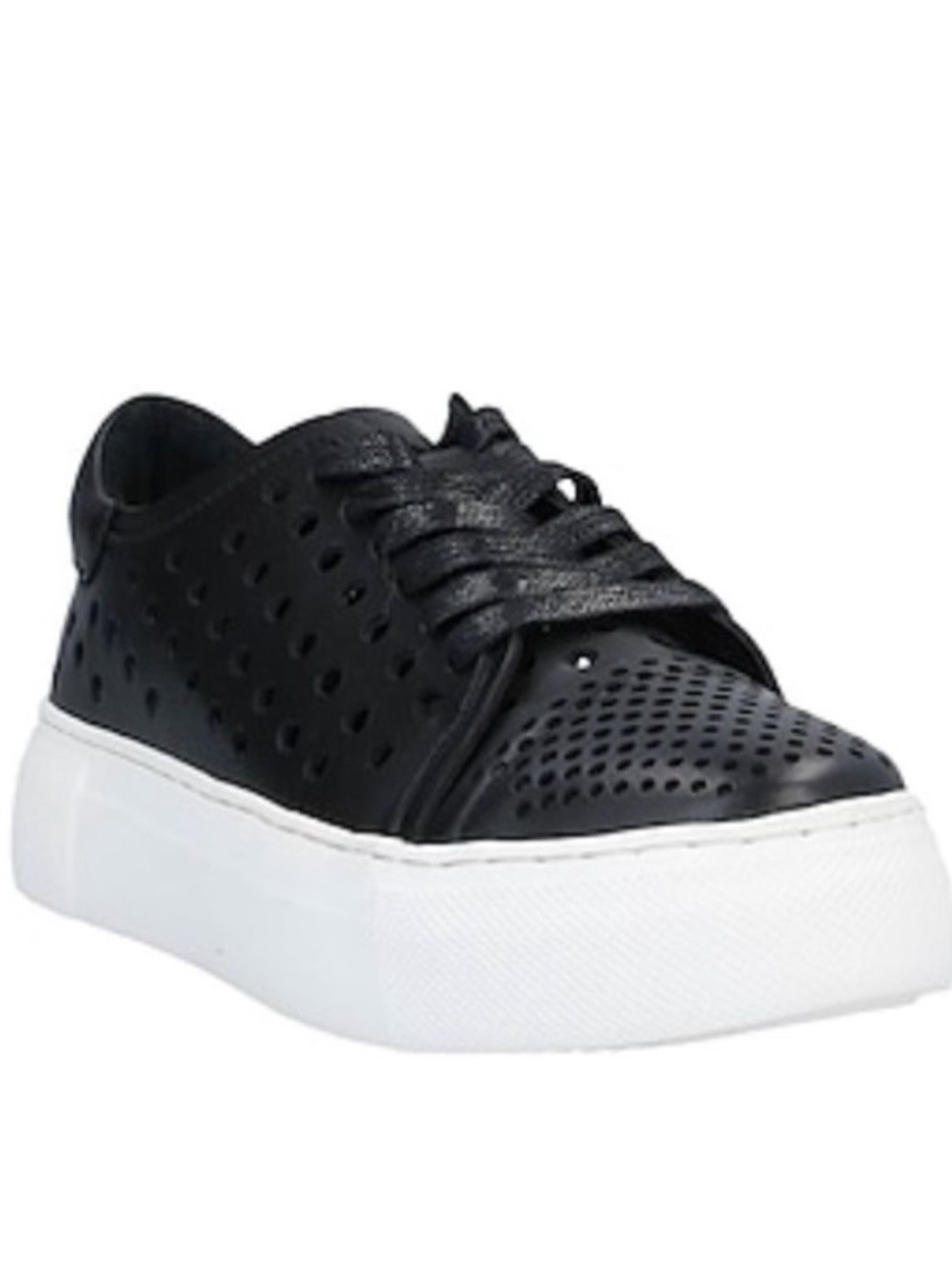 Black Perforated Leather Platform Sneaker Shoes Size 8.5 NWT